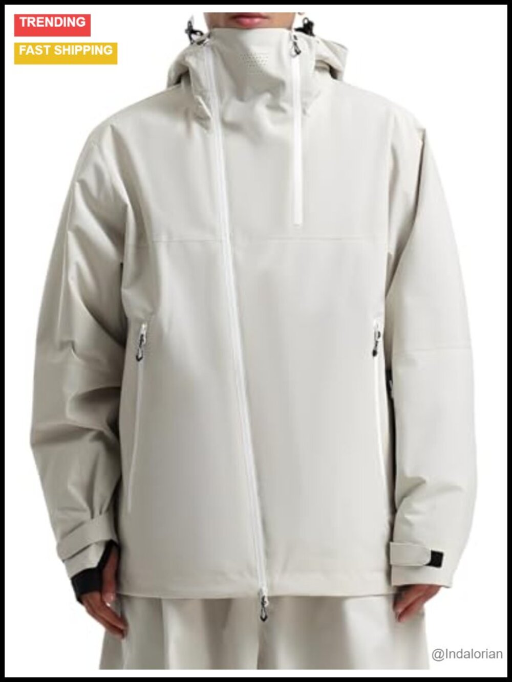 Baggy Snowboard Ski Jacket Unisex Waterproof Insulated 2-Way Zipper Winter